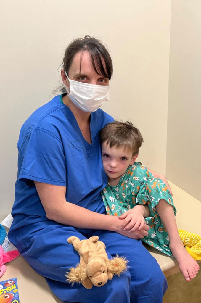 mother and son in hospital
